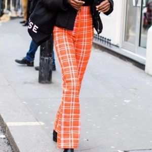 I am Gia Orange Plaid Pants